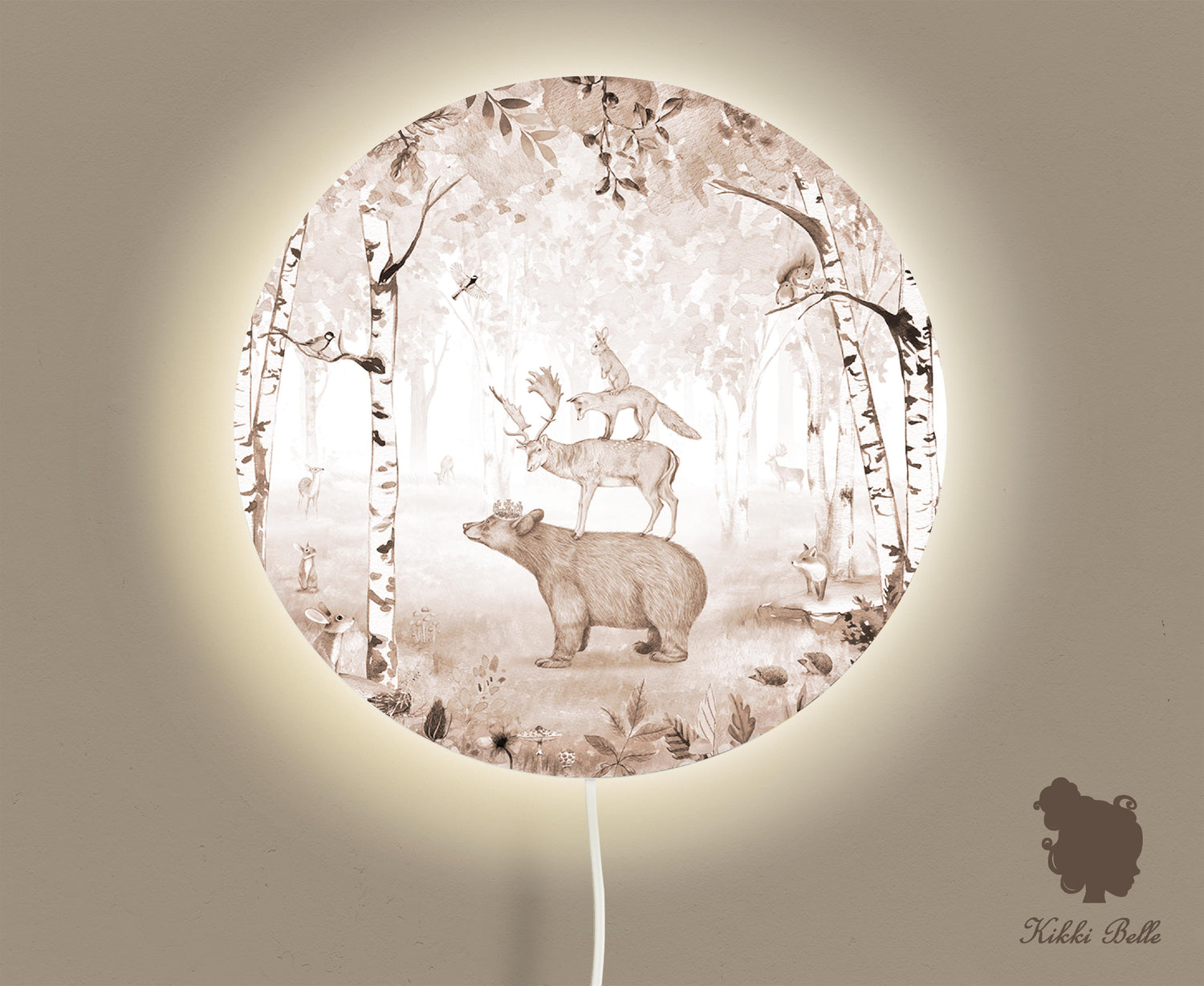 Wandlamp rond Bear King beige kinderkamer - Kiki Belle