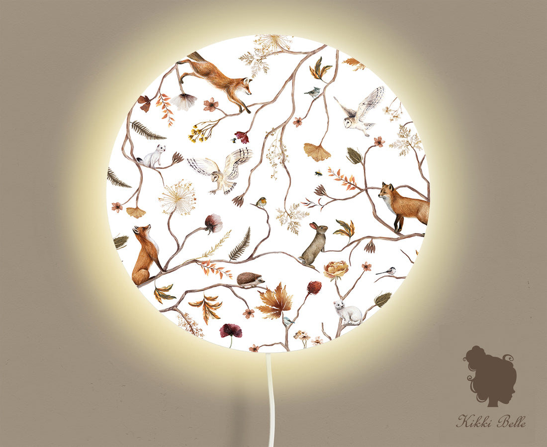 Wandlamp rond Playful Forest beige kinderkamer - Kiki Belle