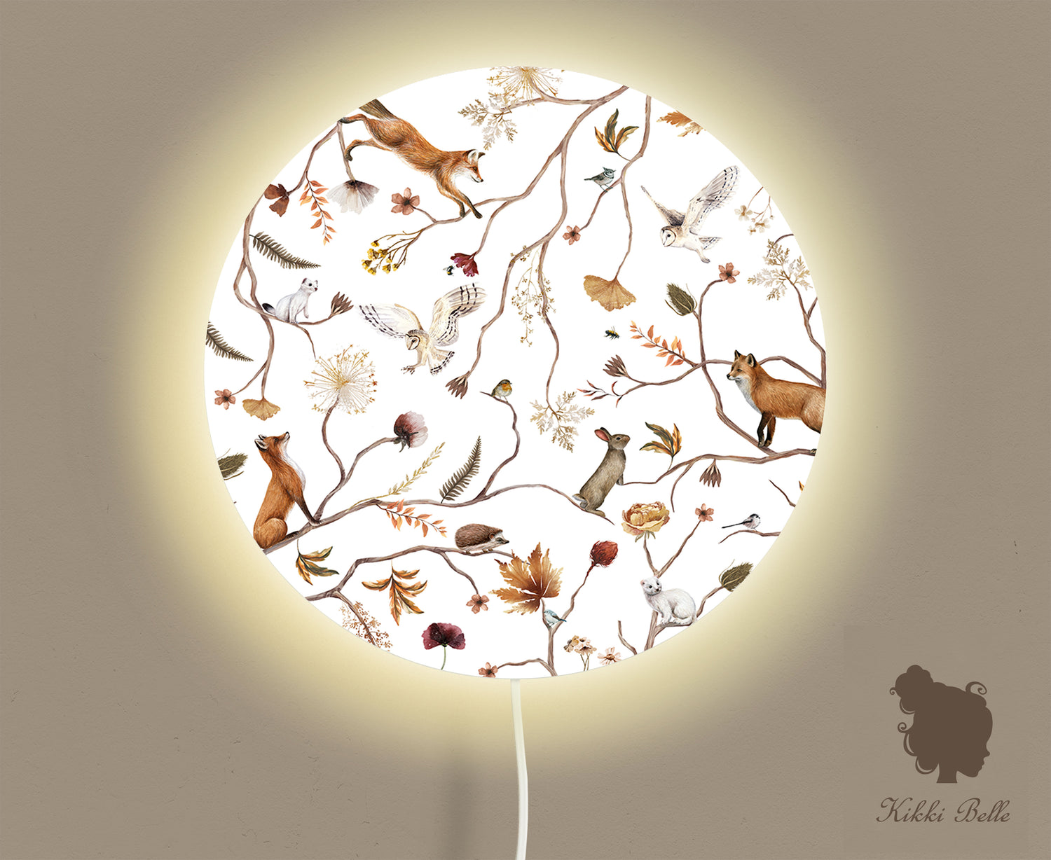 Wandlamp rond Playful Forest beige kinderkamer - Kiki Belle