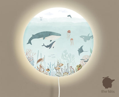 Wandlamp rond Sensational Sea blauw kinderkamer - Oliver Robins