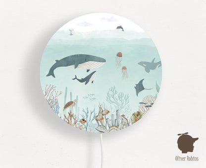 Wandlamp rond Sensational Sea blauw kinderkamer - Oliver Robins