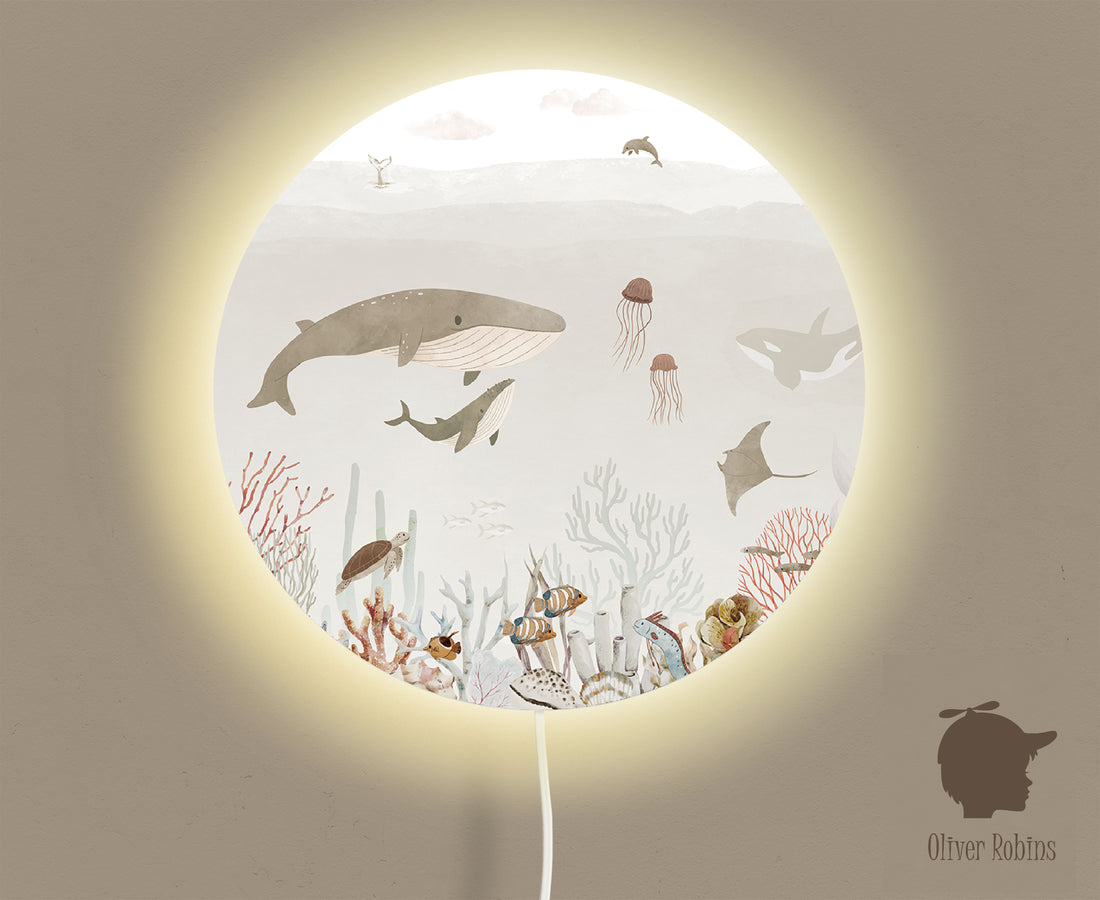 Wandlamp rond Sensational Sea beige kinderkamer - Oliver Robins