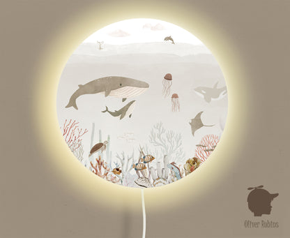 Wandlamp rond Sensational Sea beige kinderkamer - Oliver Robins