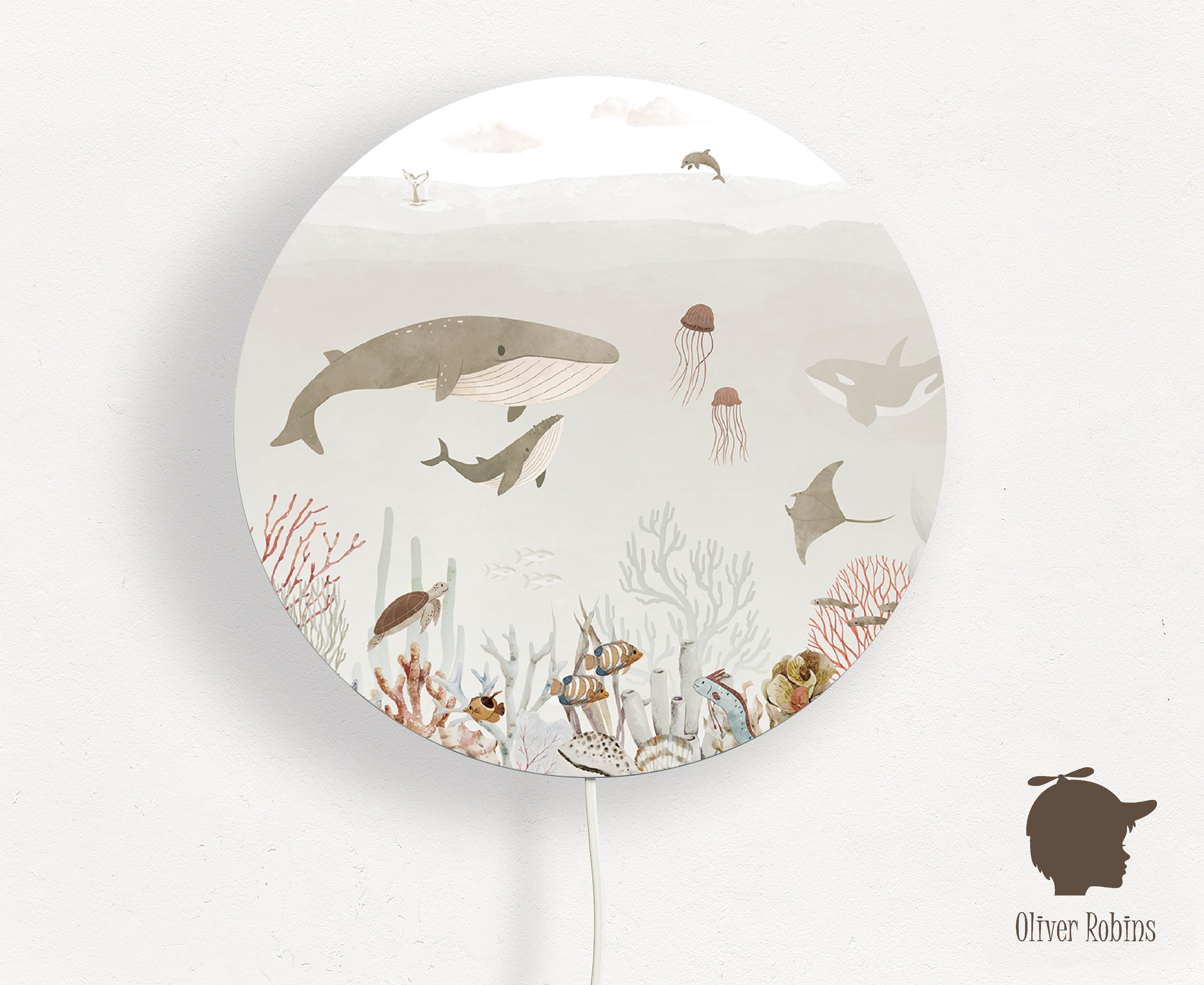 Wandlamp rond Sensational Sea beige kinderkamer - Oliver Robins