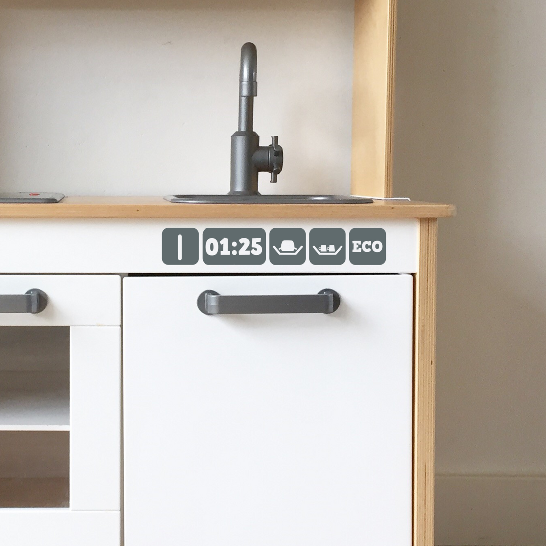 Ikea keukentje sticker vaatwasser knoppen (donkergrijs)