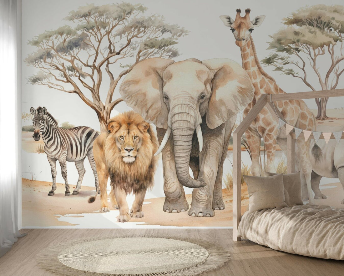 Behang safari dieren - jungle kinderkamer