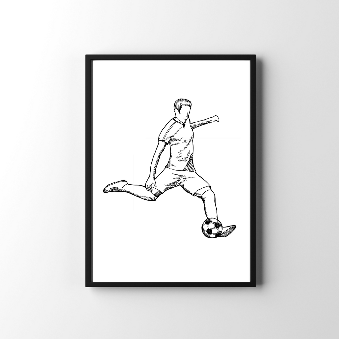 Voetbal poster kinderkamer - voetballer die bal schopt