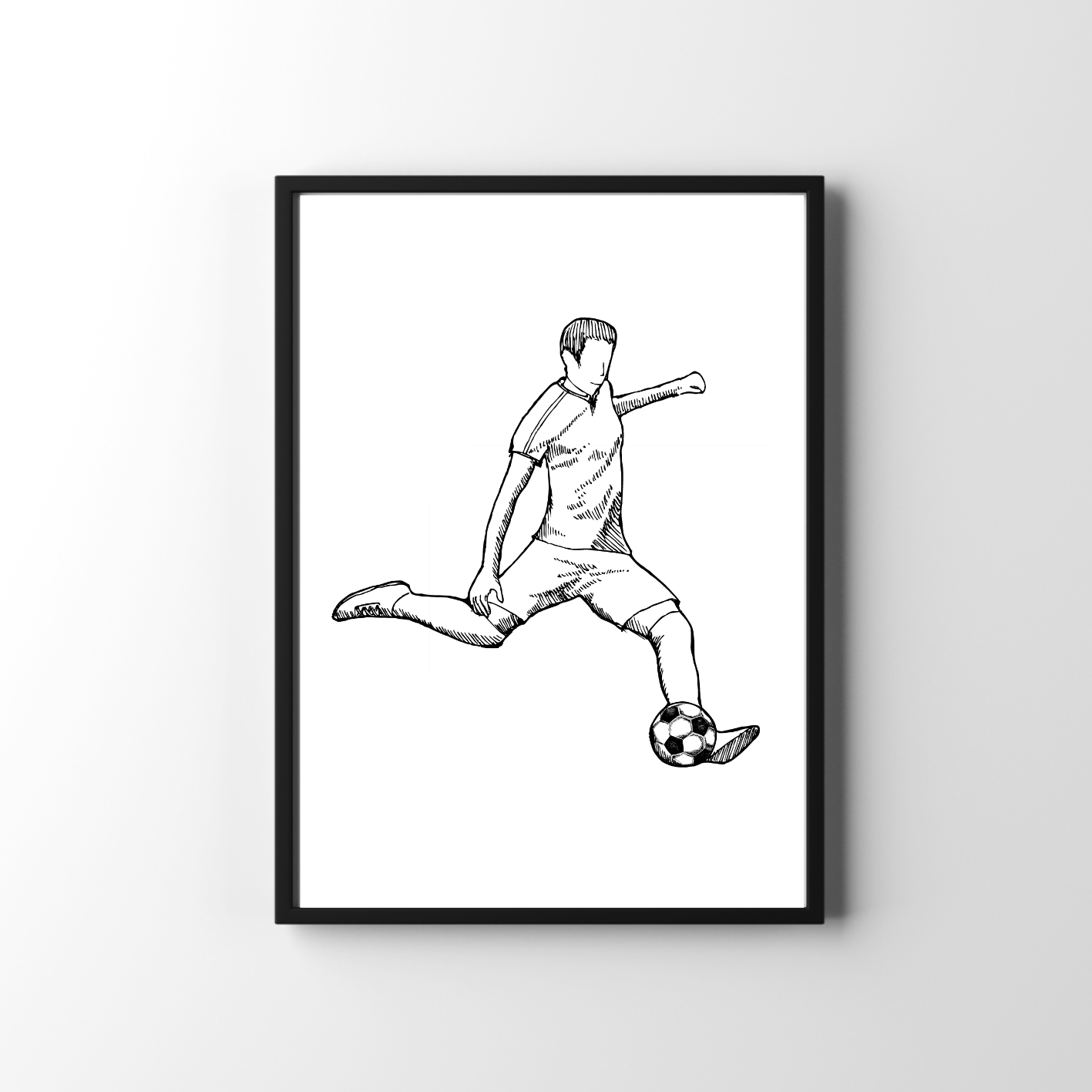 Voetbal poster kinderkamer - voetballer die bal schopt