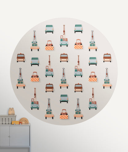 Behangcirkel Kraanwagen kinderkamer - 3 afmetingen