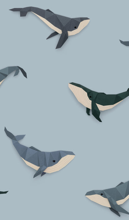 Walvis behang - lichtblauw