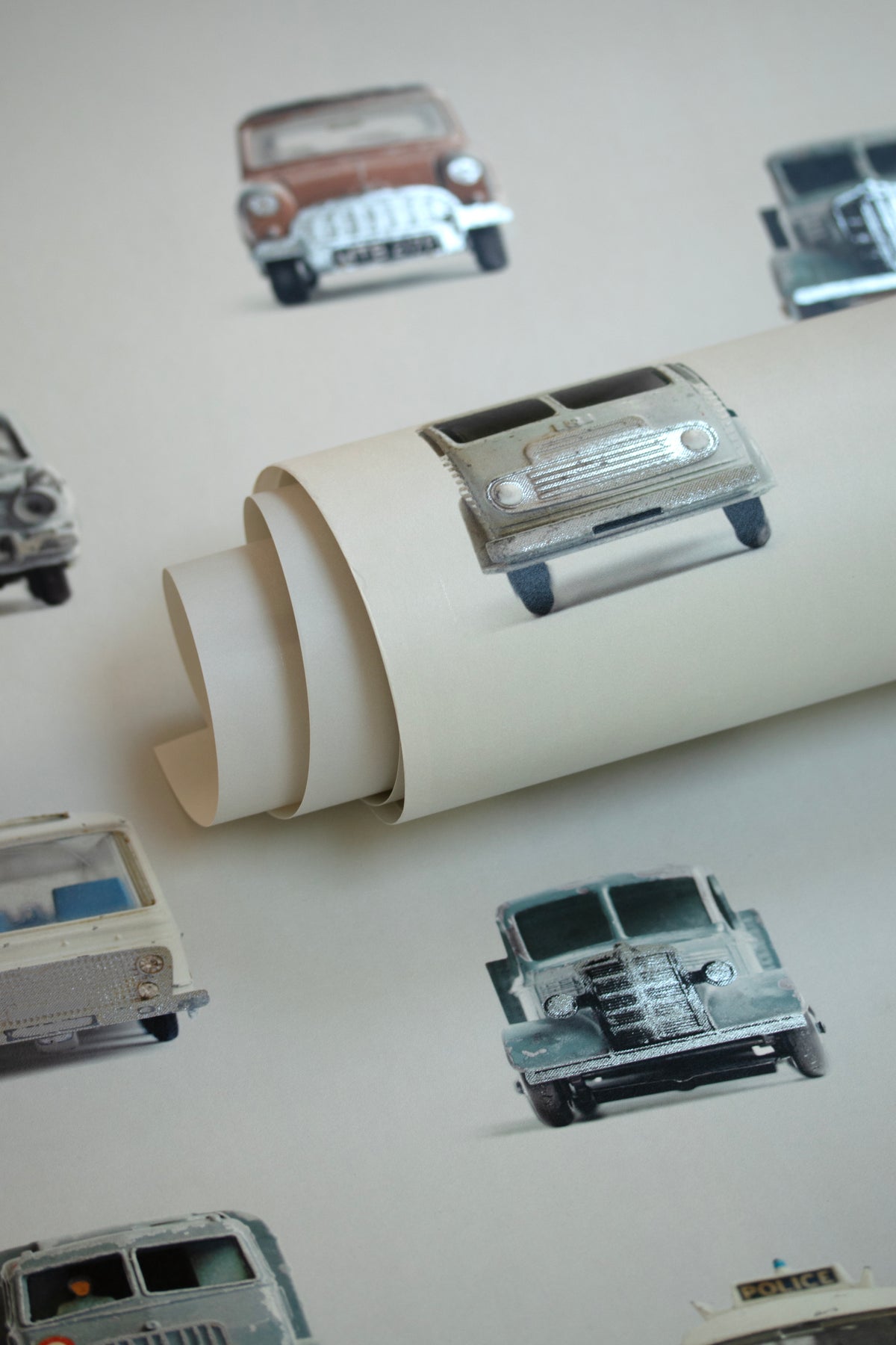 Vintage auto behang - zilver