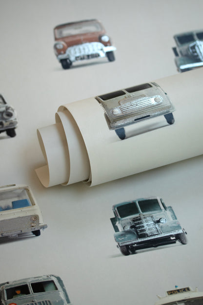 Vintage auto behang - zilver