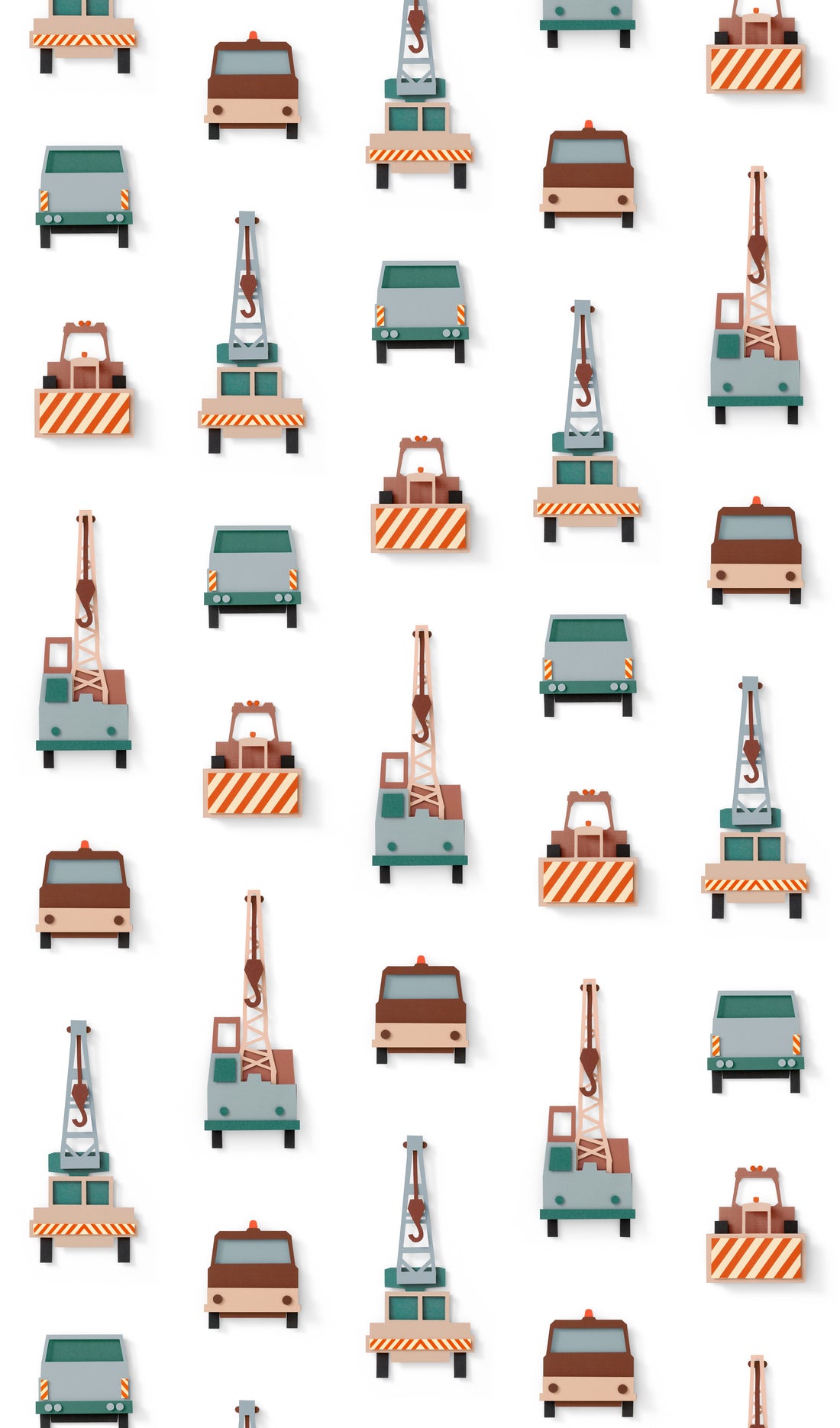 Kraanwagen behang - wit