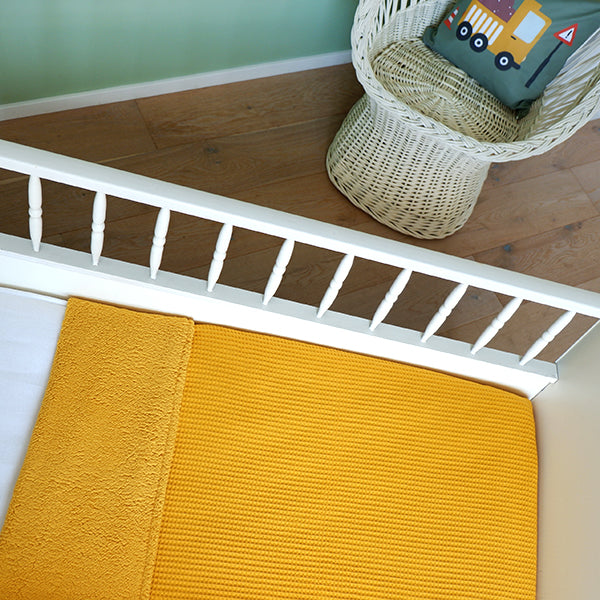 Ledikantdeken Wafelstof oker geel - Teddystof oker geel SALE