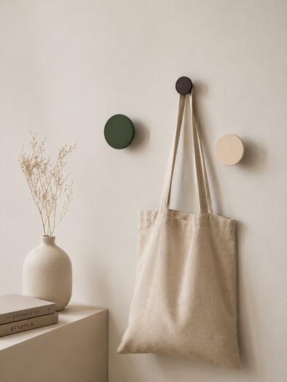 Set wandknopjes wandhaakjes groen-bruin-beige