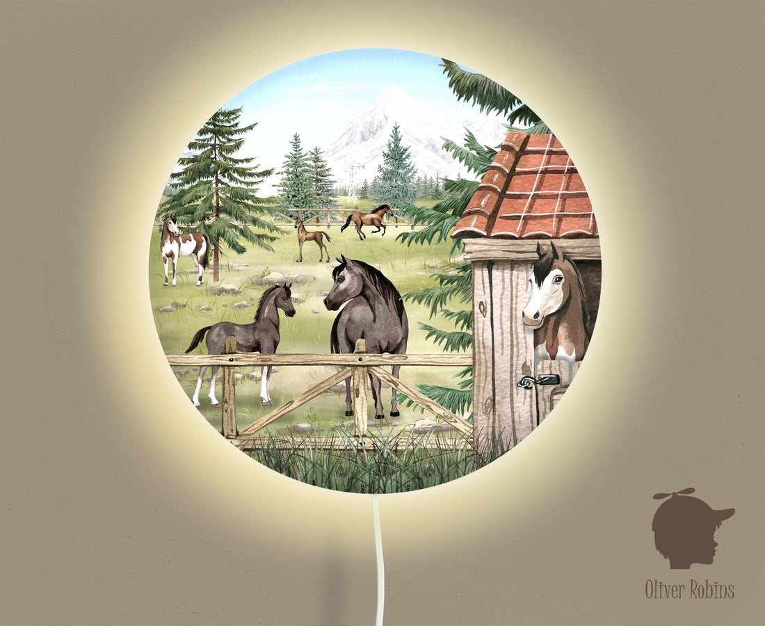 Wandlamp rond Horse Heaven kinderkamer - Oliver Robins