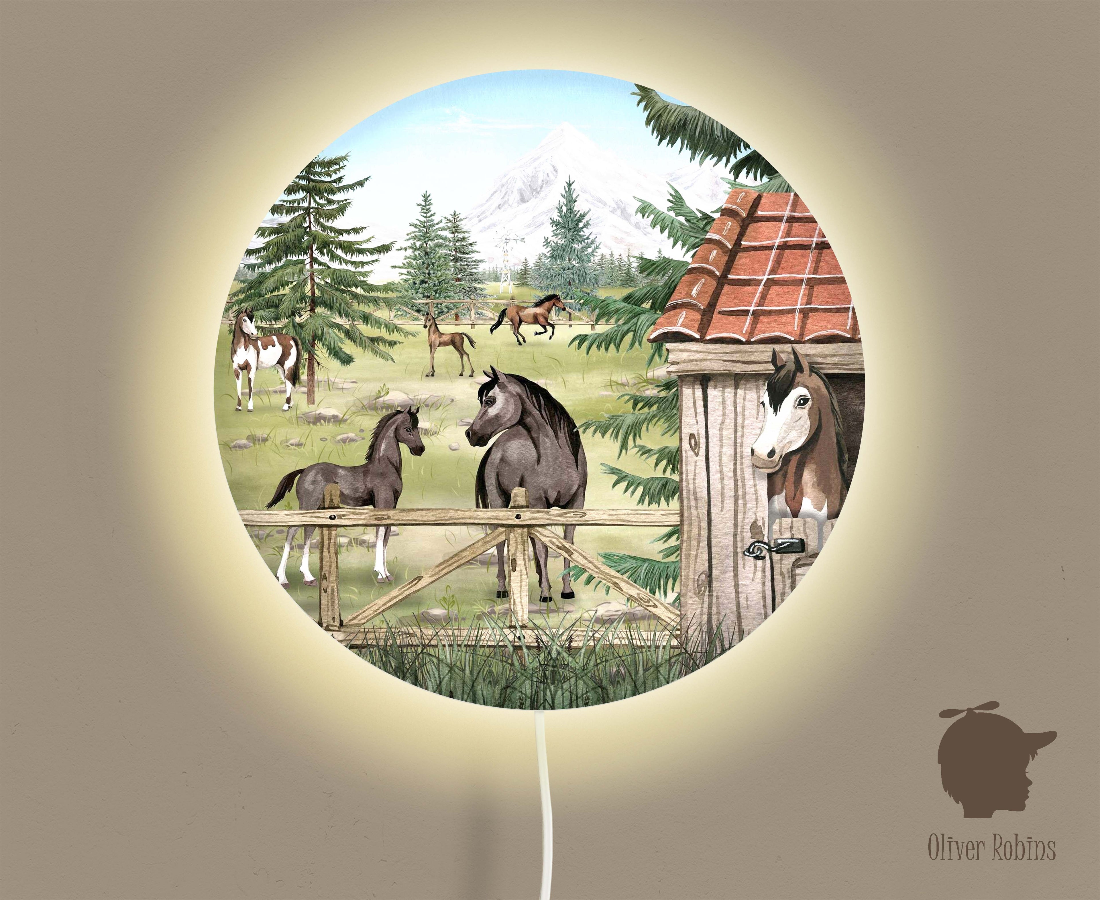 Wandlamp rond Horse Heaven kinderkamer - Oliver Robins