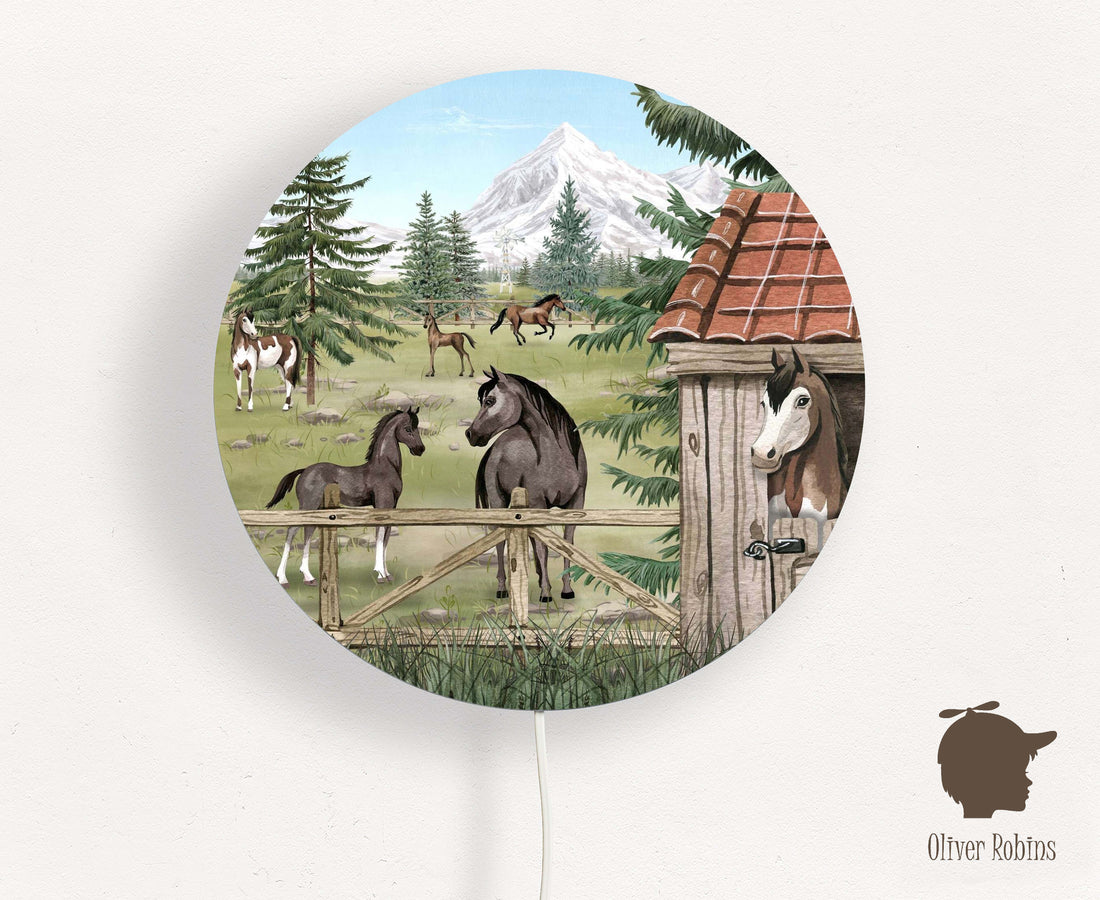 Wandlamp rond Horse Heaven kinderkamer - Oliver Robins