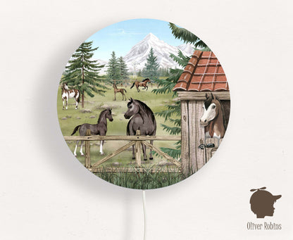 Wandlamp rond Horse Heaven kinderkamer - Oliver Robins