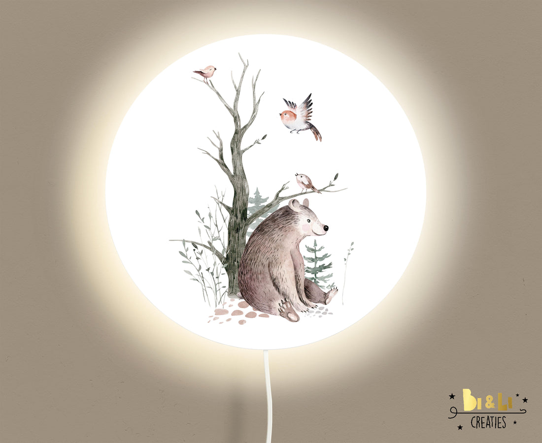 Wandlamp rond Beer Forest Friends kinderkamer