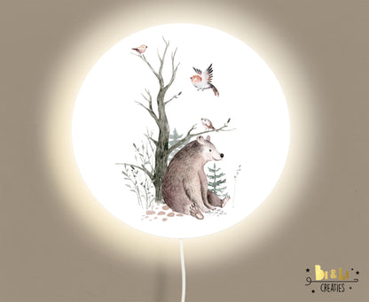 Wandlamp rond Beer Forest Friends kinderkamer