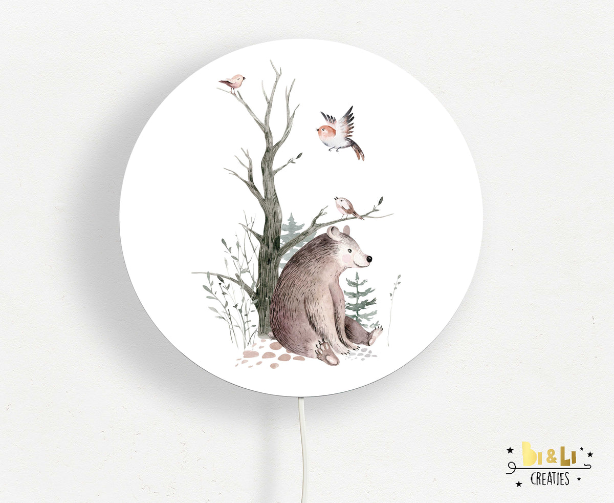 Wandlamp rond Beer Forest Friends kinderkamer