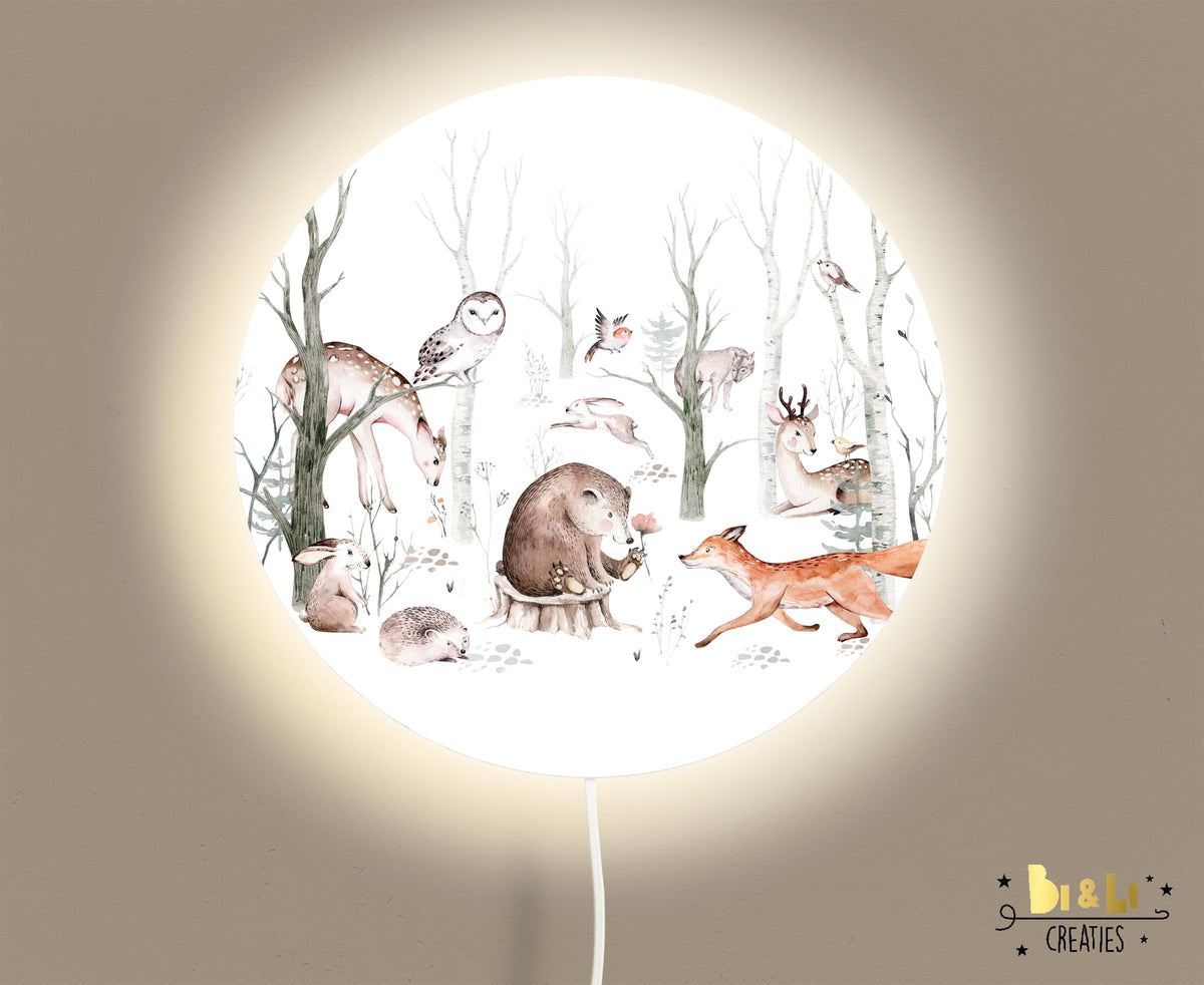 Wandlamp rond Bosdieren Forest Friends kinderkamer