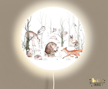 Wandlamp rond Bosdieren Forest Friends kinderkamer