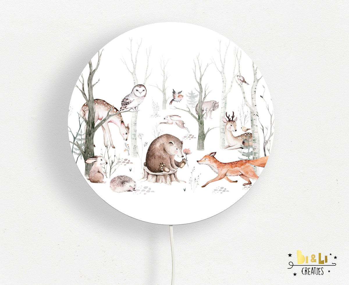 Wandlamp rond Bosdieren Forest Friends kinderkamer