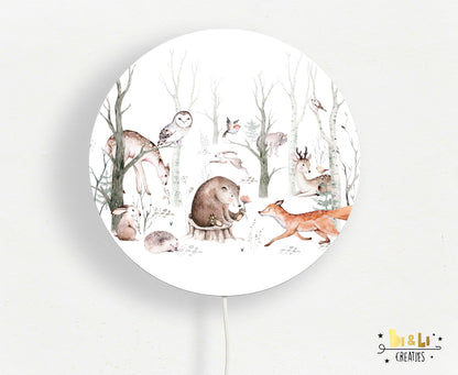 Wandlamp rond Bosdieren Forest Friends kinderkamer