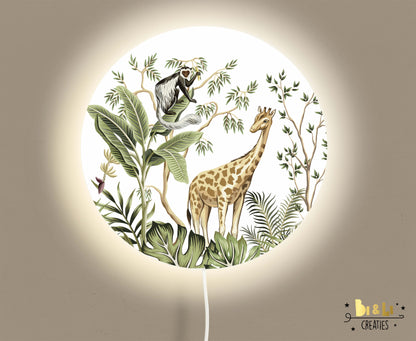Wandlamp rond Giraf kinderkamer Jungle Monkey