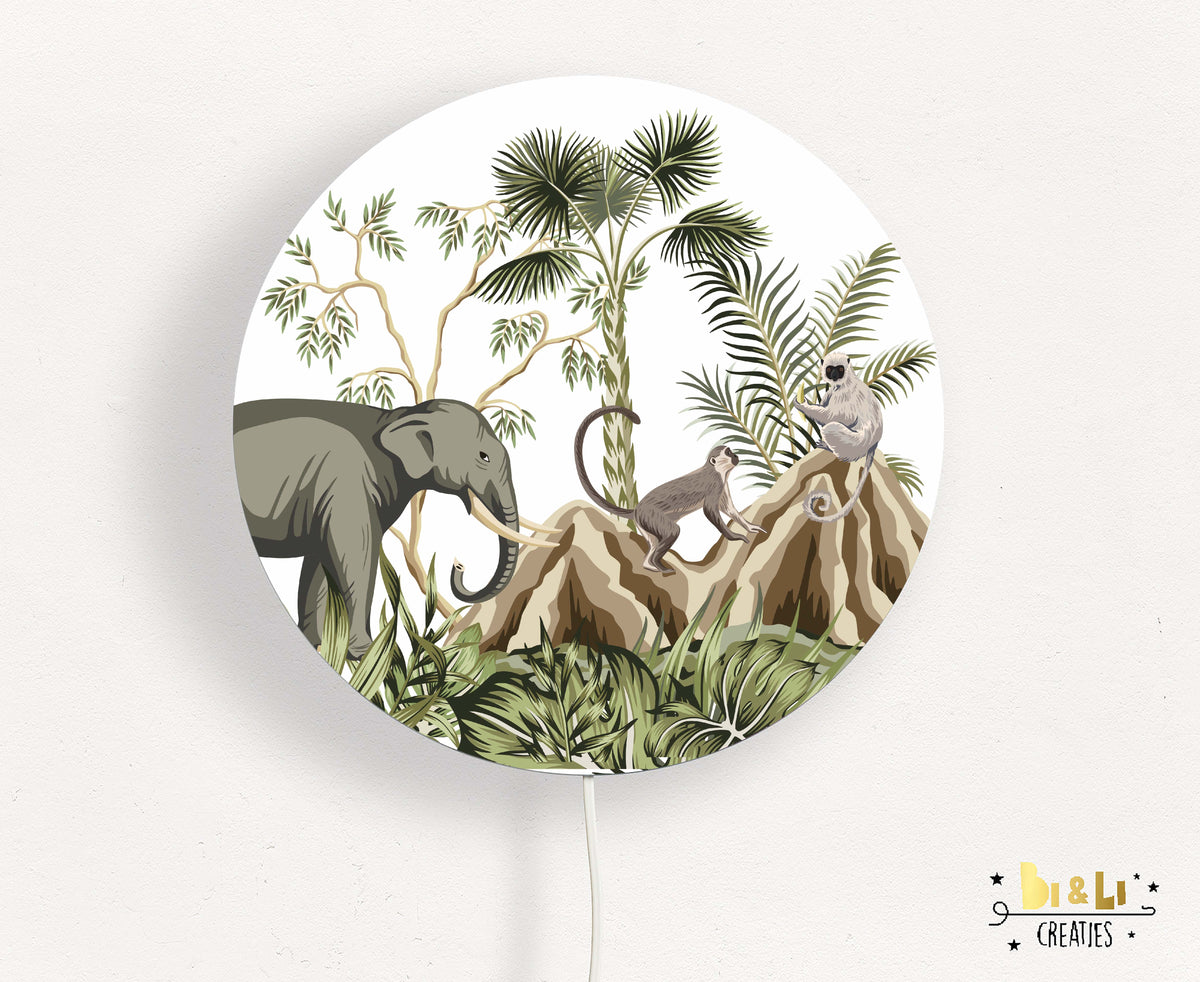 Wandlamp rond Olifant kinderkamer Jungle Monkey