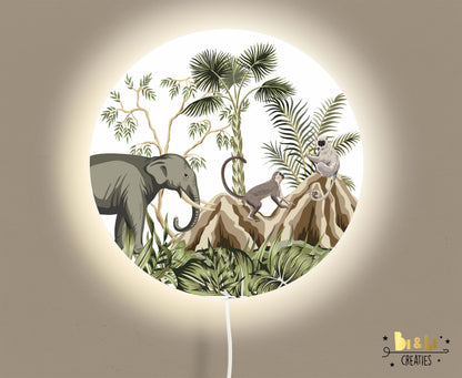 Wandlamp rond Olifant kinderkamer Jungle Monkey