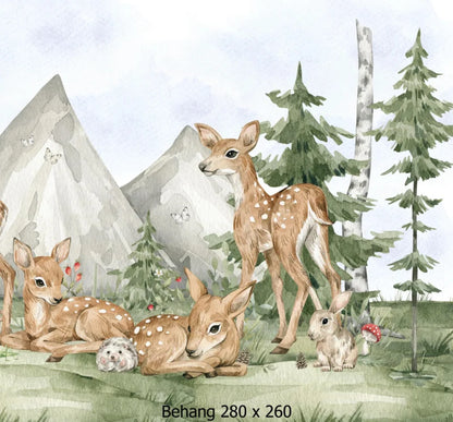 Wandvullend bosdieren babys behang