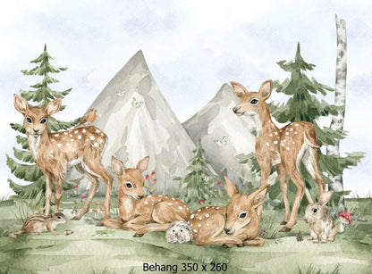 Wandvullend bosdieren babys behang