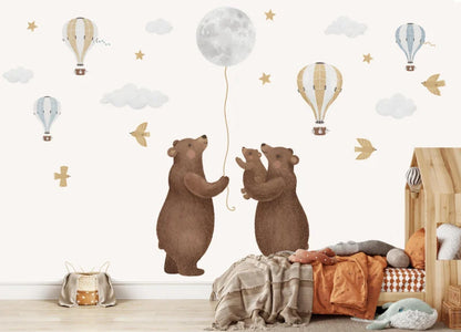Wandvullend behang beren voor de babykamer of kinderkamer