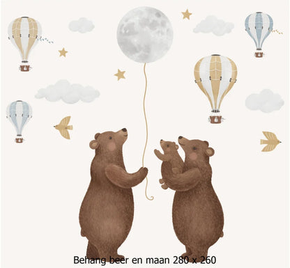 Wandvullend behang beren voor de babykamer of kinderkamer