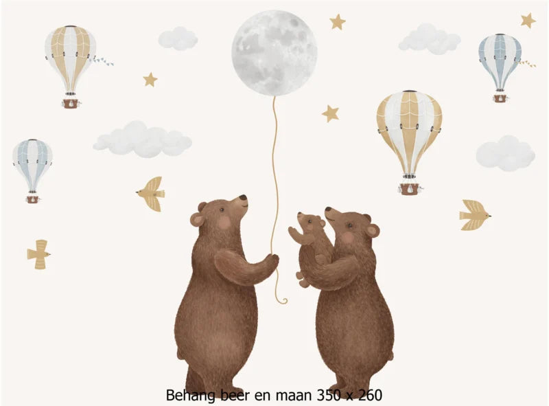 Wandvullend behang beren voor de babykamer of kinderkamer