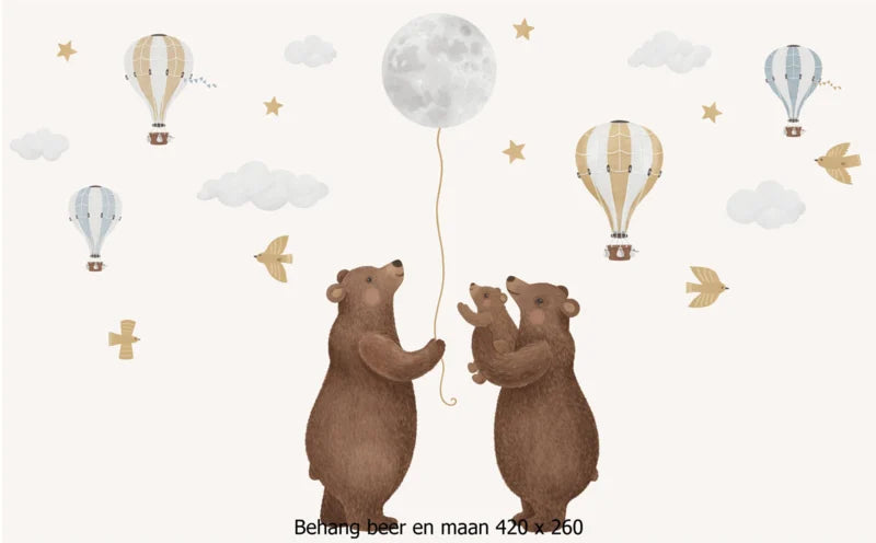 Wandvullend behang beren voor de babykamer of kinderkamer
