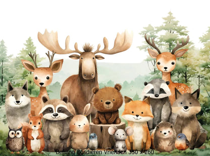 Wandvullend behang bosdieren vrienden kinderkamer babykamer