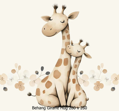 Wandvullend behang giraffe met kleine giraffe voor de kinderkamer of babykamer