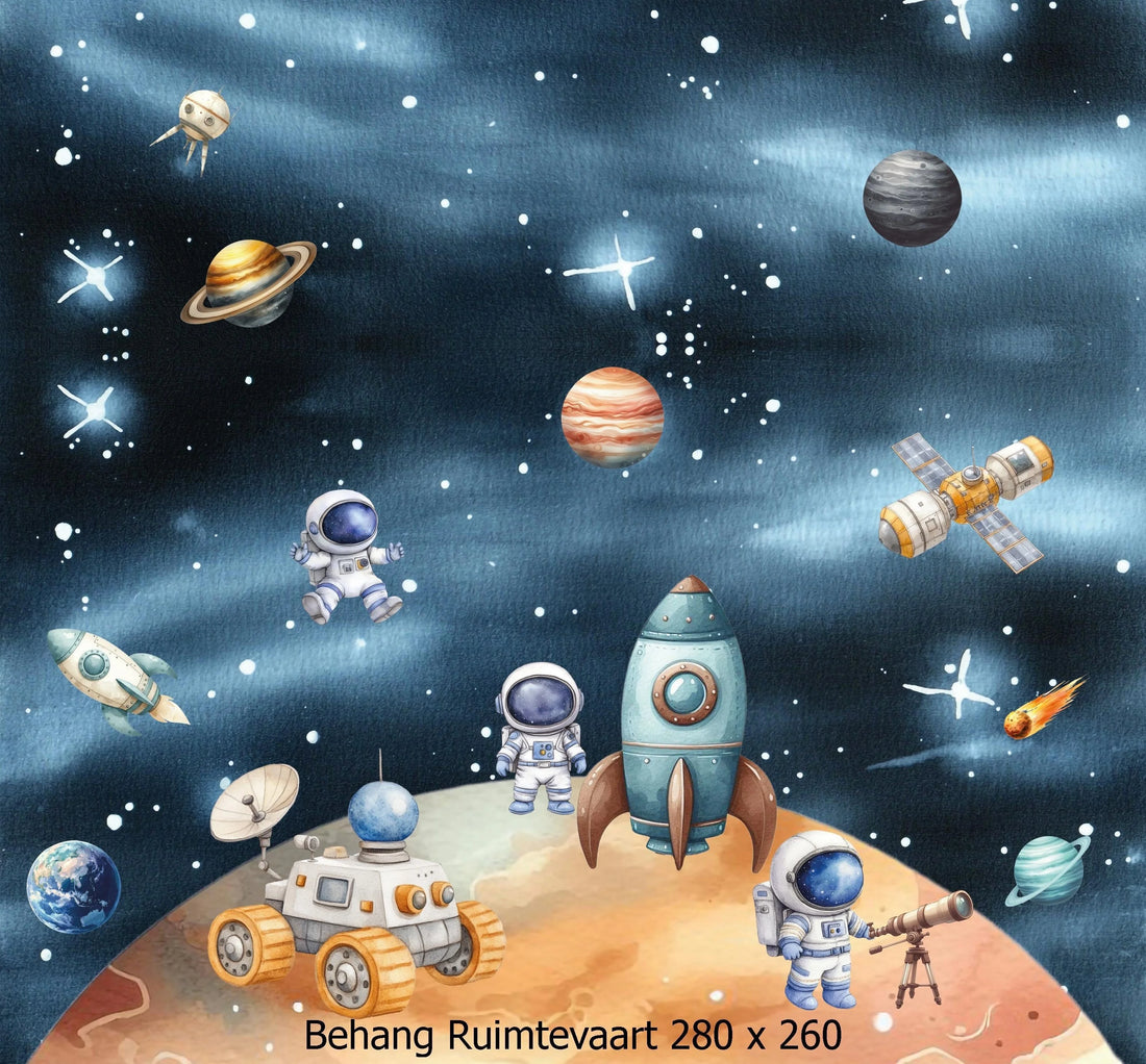 Wandvullend behang ruimtevaart slaapkamer - space kinderkamer