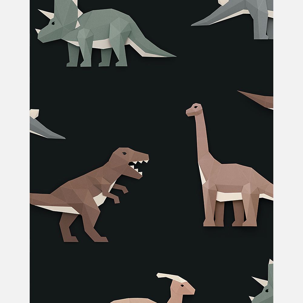 Dinosaurus behang - donker