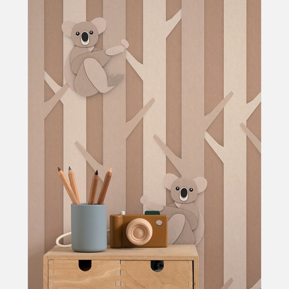 Koala behang - nougat bruin