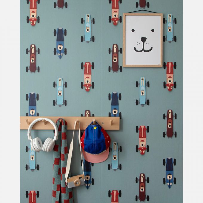 Raceauto behang - blauw