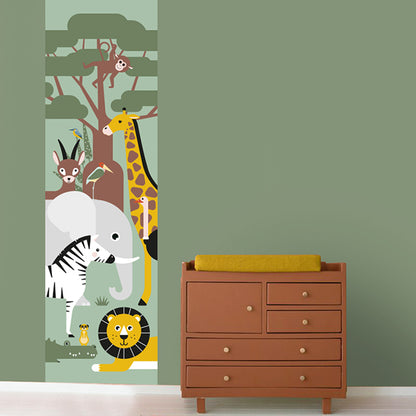 Behangstrook kinderkamer - wildlife dieren zacht groen