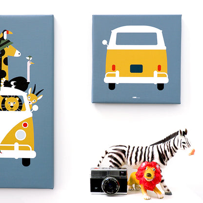 Canvas Busje schilderij 30x30 voor Voertuigen kamer - jeans blauw