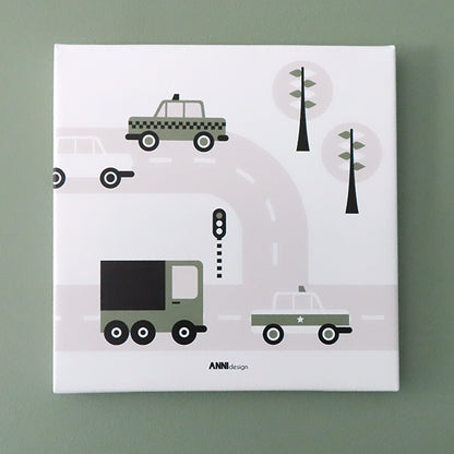 Canvas Auto schilderij 30x30 voor Voertuigen kamer - olijf groen