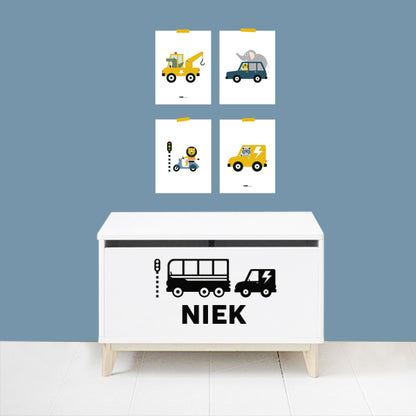 Muursticker met naam bus
