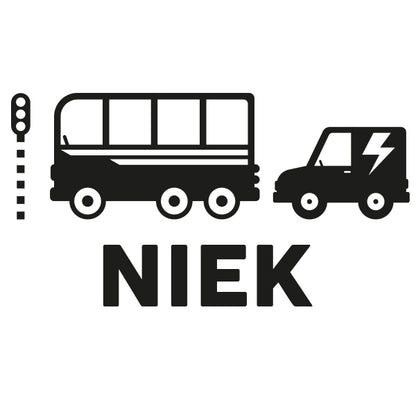 Muursticker met naam bus